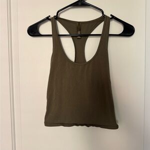 SKIMS Green Sleeveless Fitted Crop Tank Top